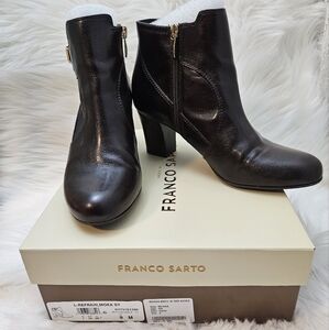 Refrain Mocha Leather Franco Sarto Heeled Boots